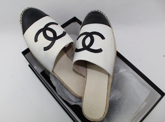 CHANEL IRIDESCENT ESPADRILLE MULES