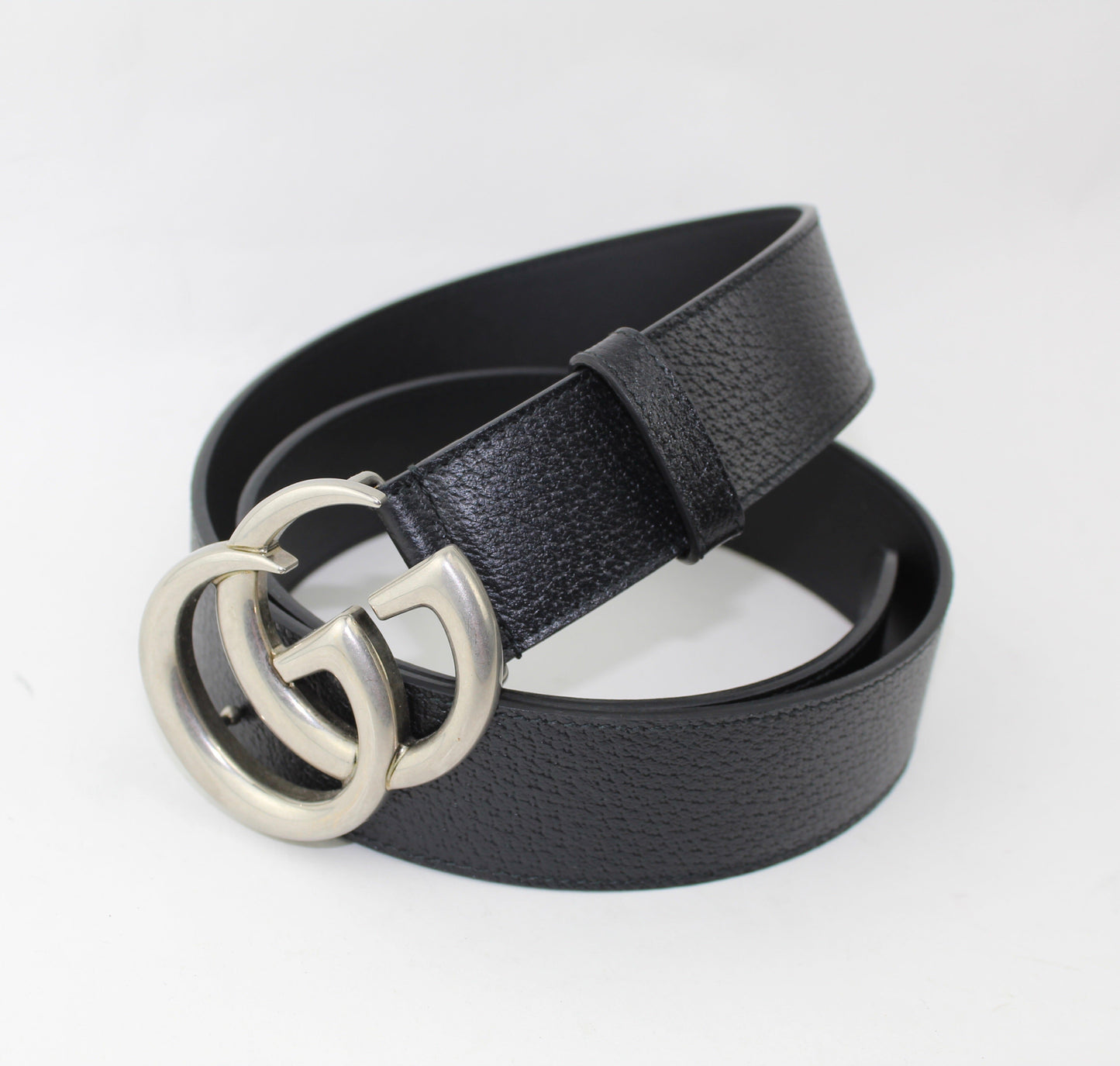 GUCCI LEATHER BELT WITH DOUBLE G BUCKLE SIZE 95/38
