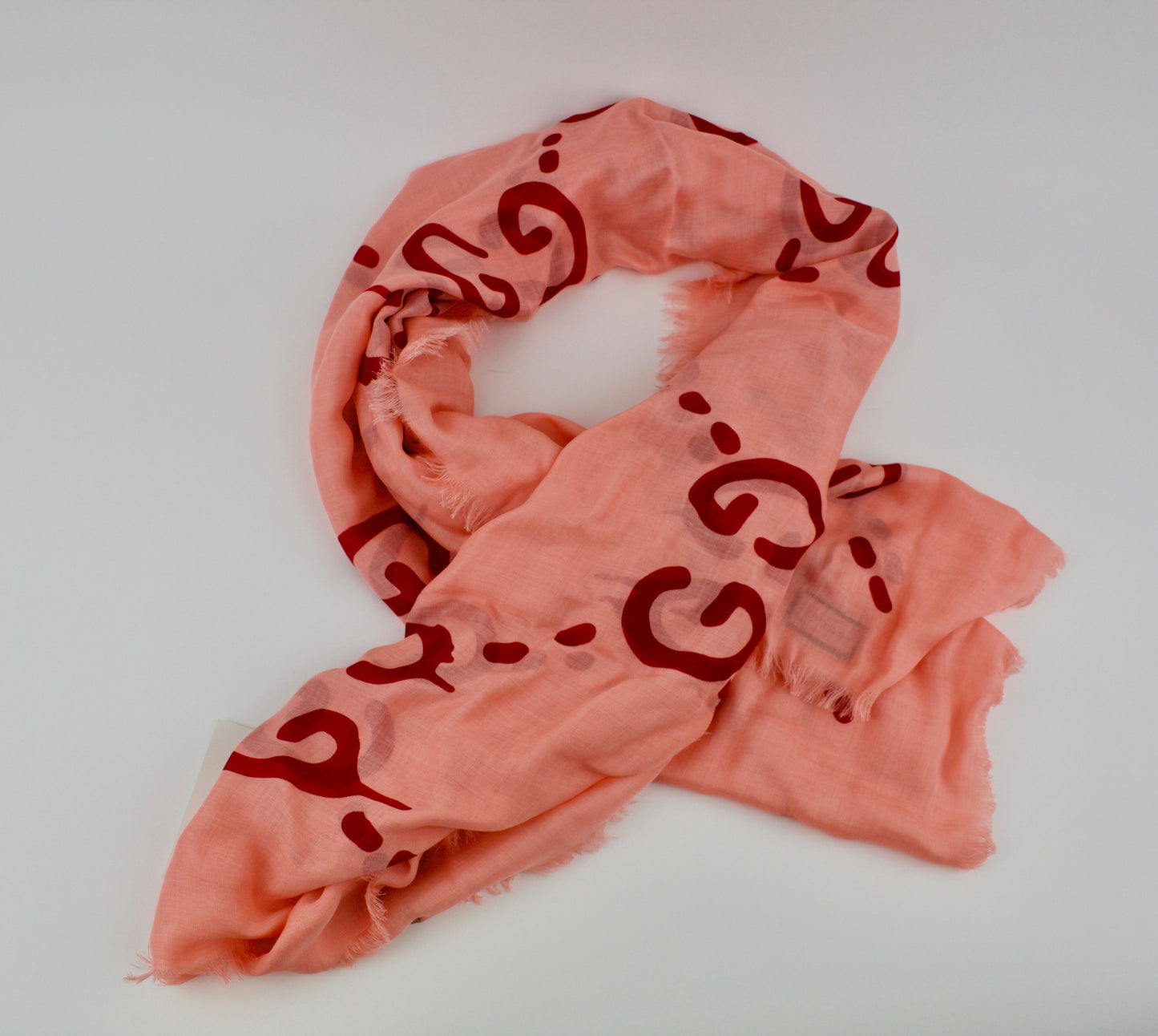 GUCCI GHOST SCARF PEACH & RED