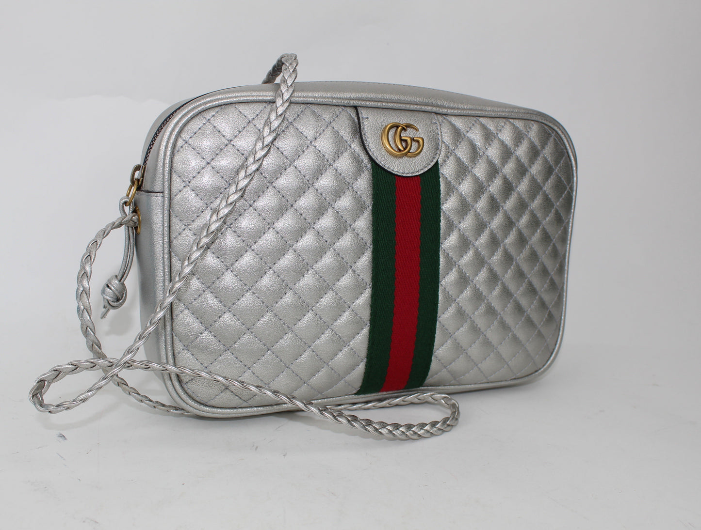 GUCCI METALLIC QUILTED LEATHER SHOULDER BAG