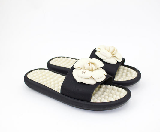 CHANEL CAMELLIA POOL SLIDES