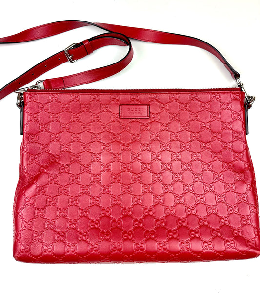 Gucci Zip Top Messenger Bag Guccissima Leather Large