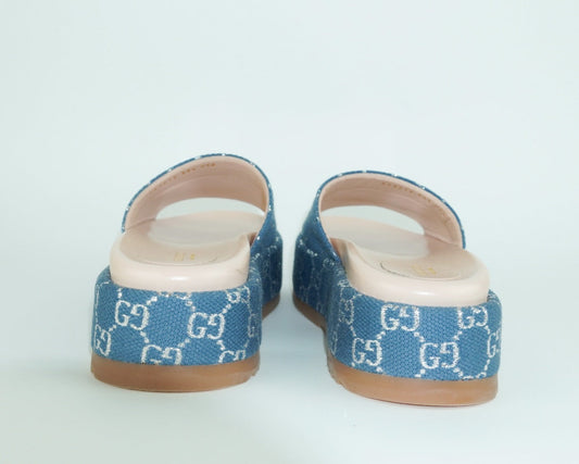 Gucci Platform Slide Sandals in Canvas