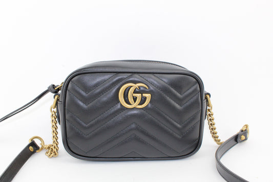 GUCCI MATELASSE MINI CROSSBODY BAG BLACK