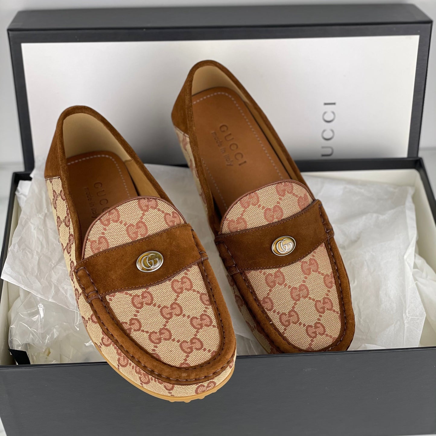 Gucci Monogram Men GG Suede Loafers