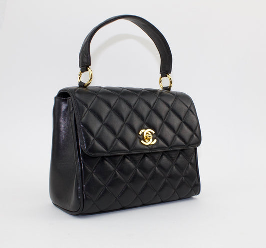 CHANEL VINTAGE TWIN TOP HANDLE FLAP BAG