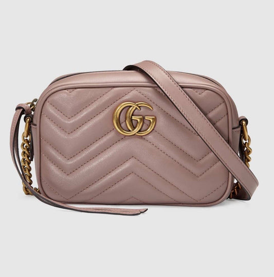 GUCCI MATELASSE MINI CROSSBODY BAG NUDE