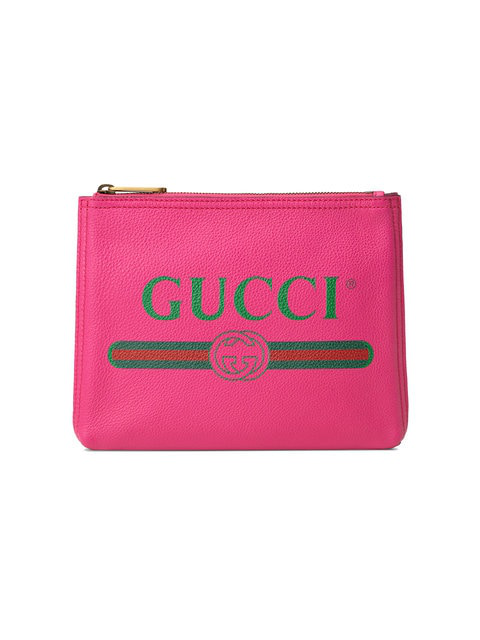 GUCCI LOGO PRINT POUCH PINK