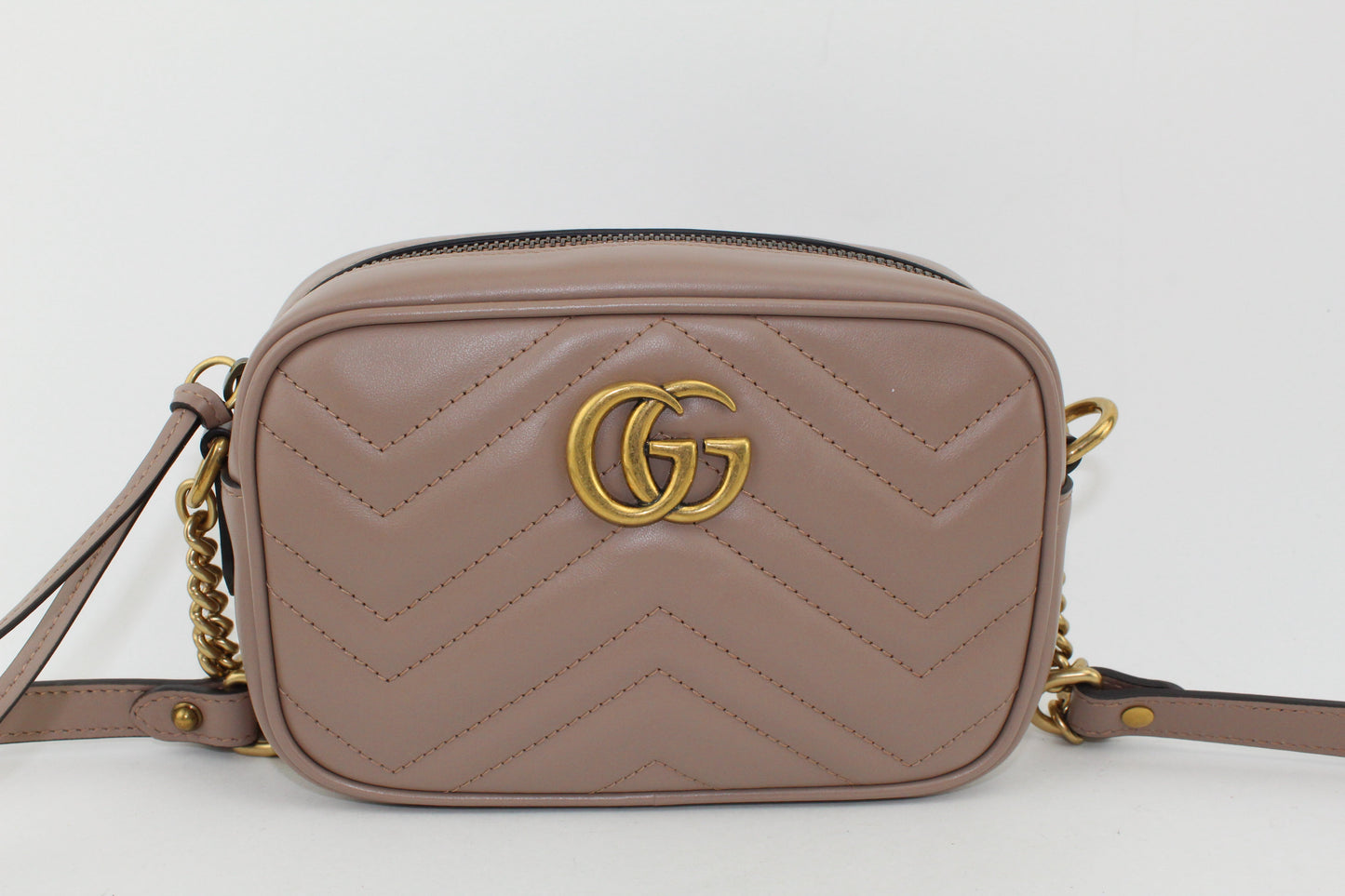 GUCCI MATELASSE MINI CROSSBODY BAG NUDE