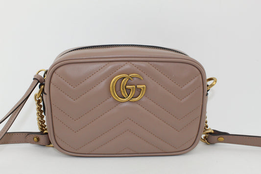 GUCCI MATELASSE MINI CROSSBODY BAG NUDE