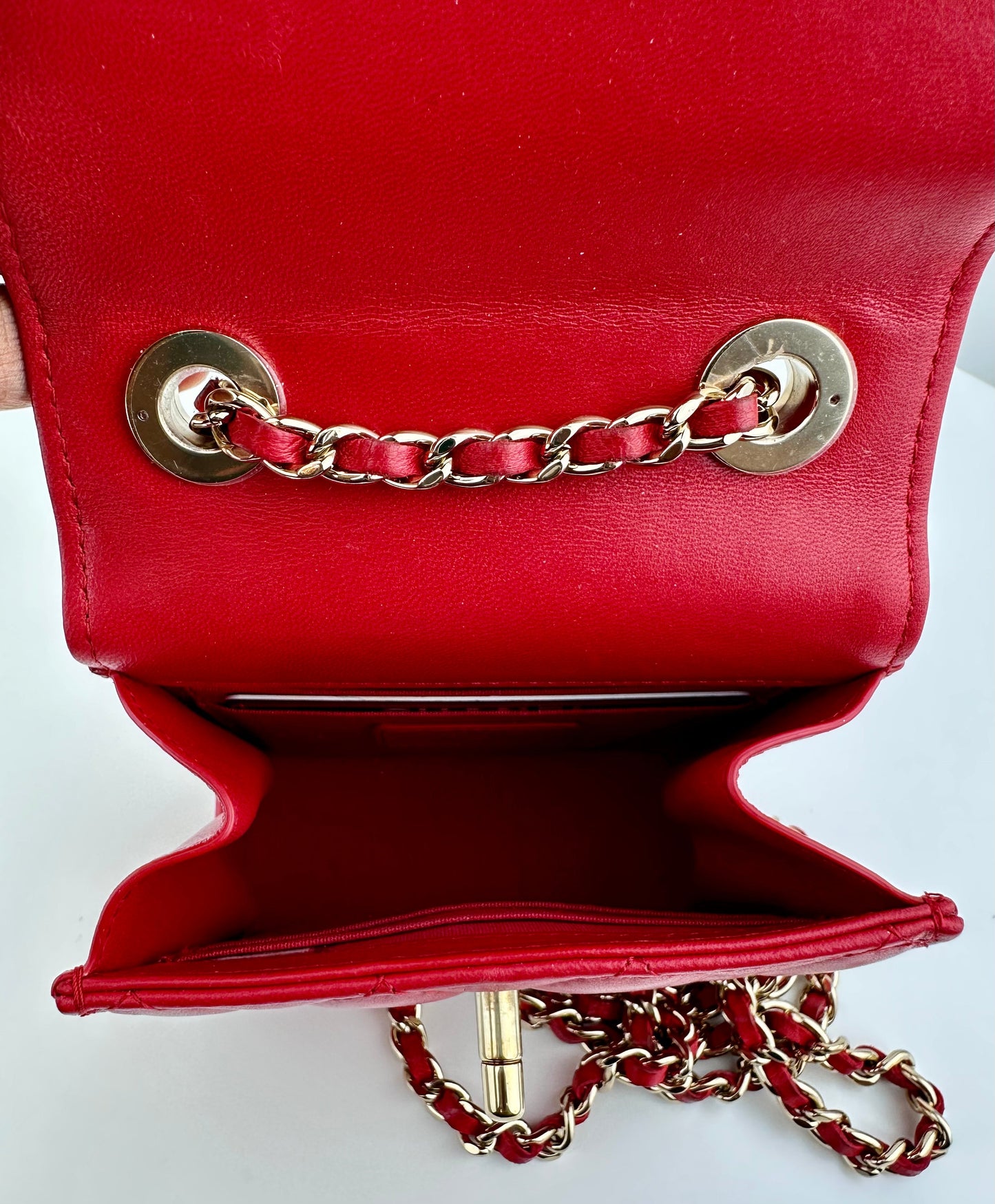 Chanel Lambskin Quilted Mini Trendy CC Clutch With Chain
