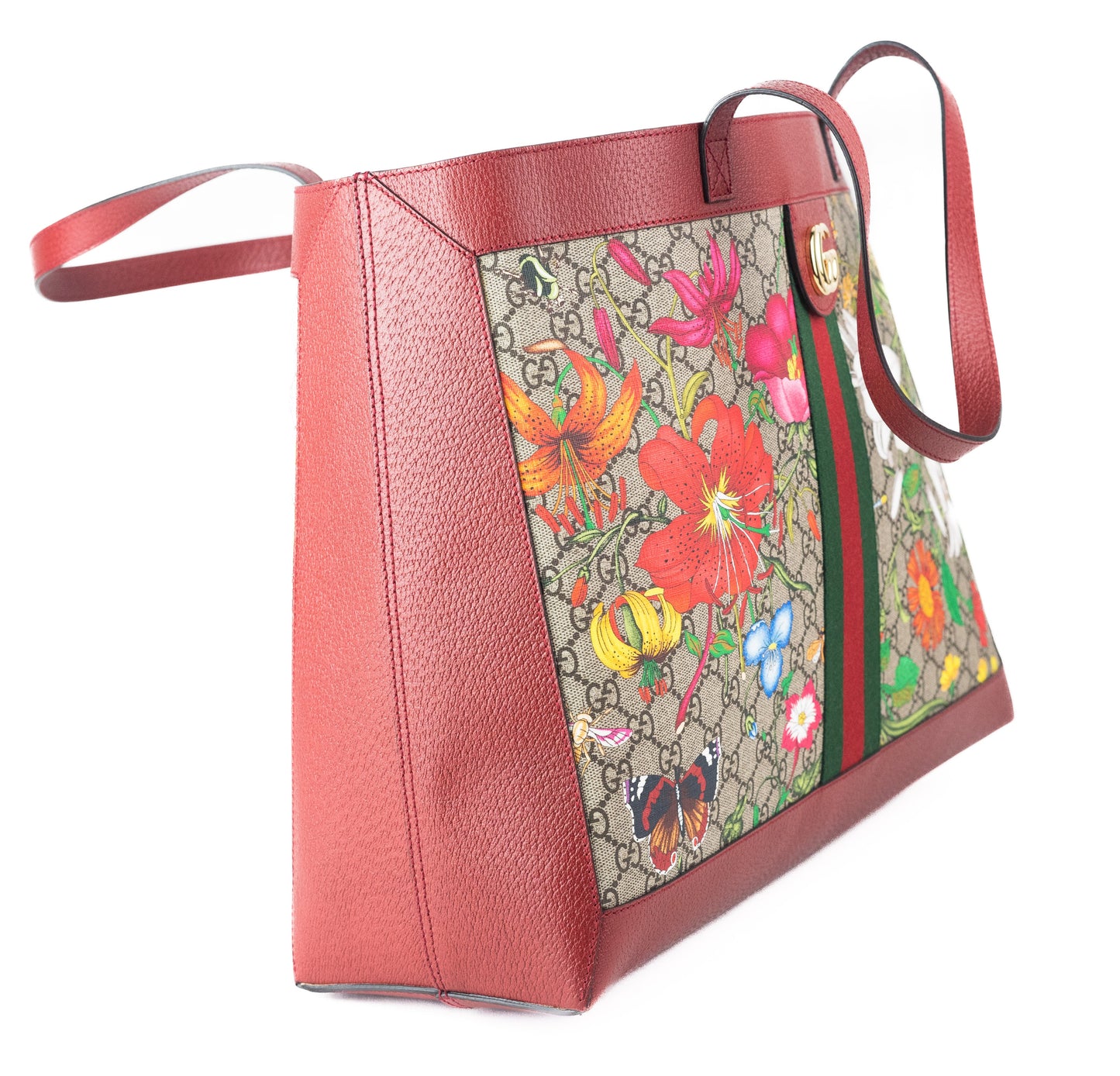 Gucci GG Supreme Large Flora Canvas Web Ophidia Tote