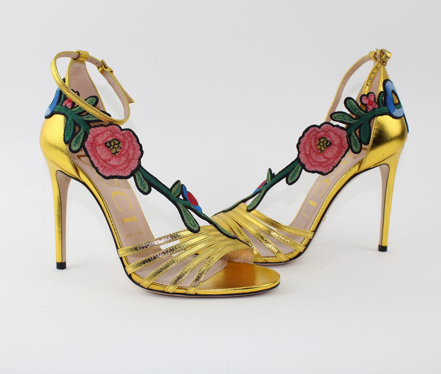 GUCCI OPHELIA GOLD SANDALS SIZE 38