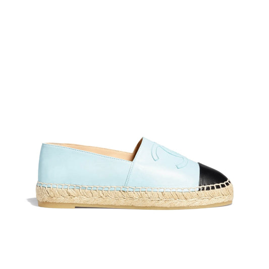 Chanel Lambksin Espadrilles in light blue and black