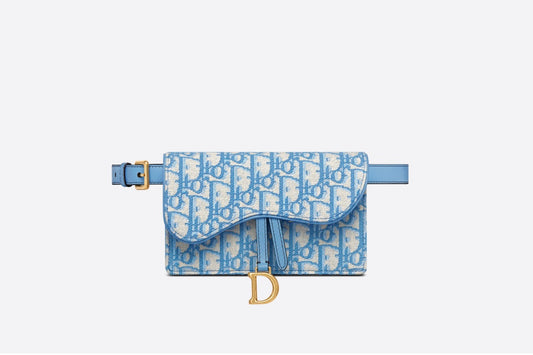 Dior Oblique Saddle Belt Bag light blue