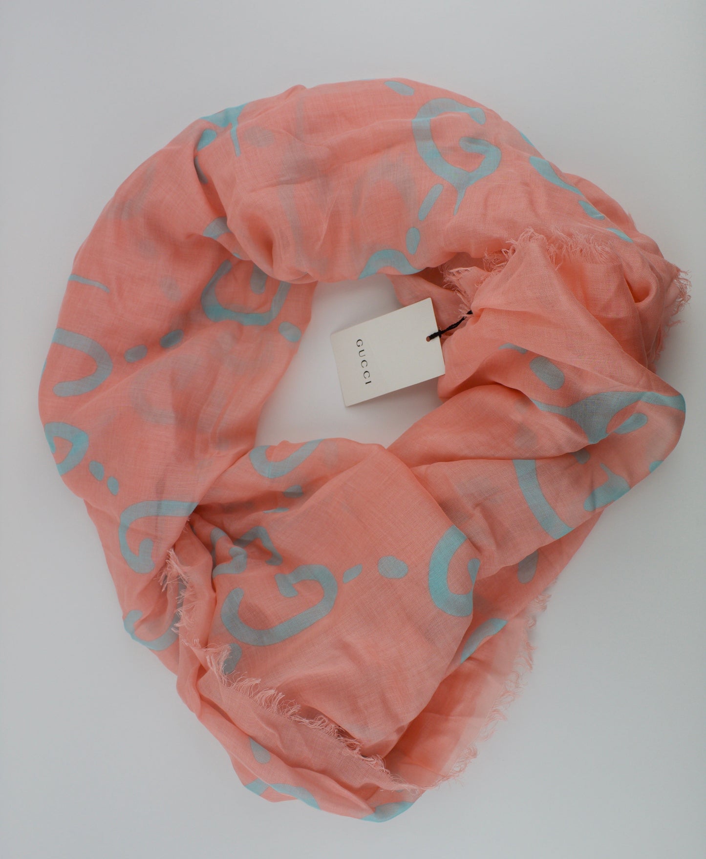 GUCCI GHOST SCARF PEACH & BLUE