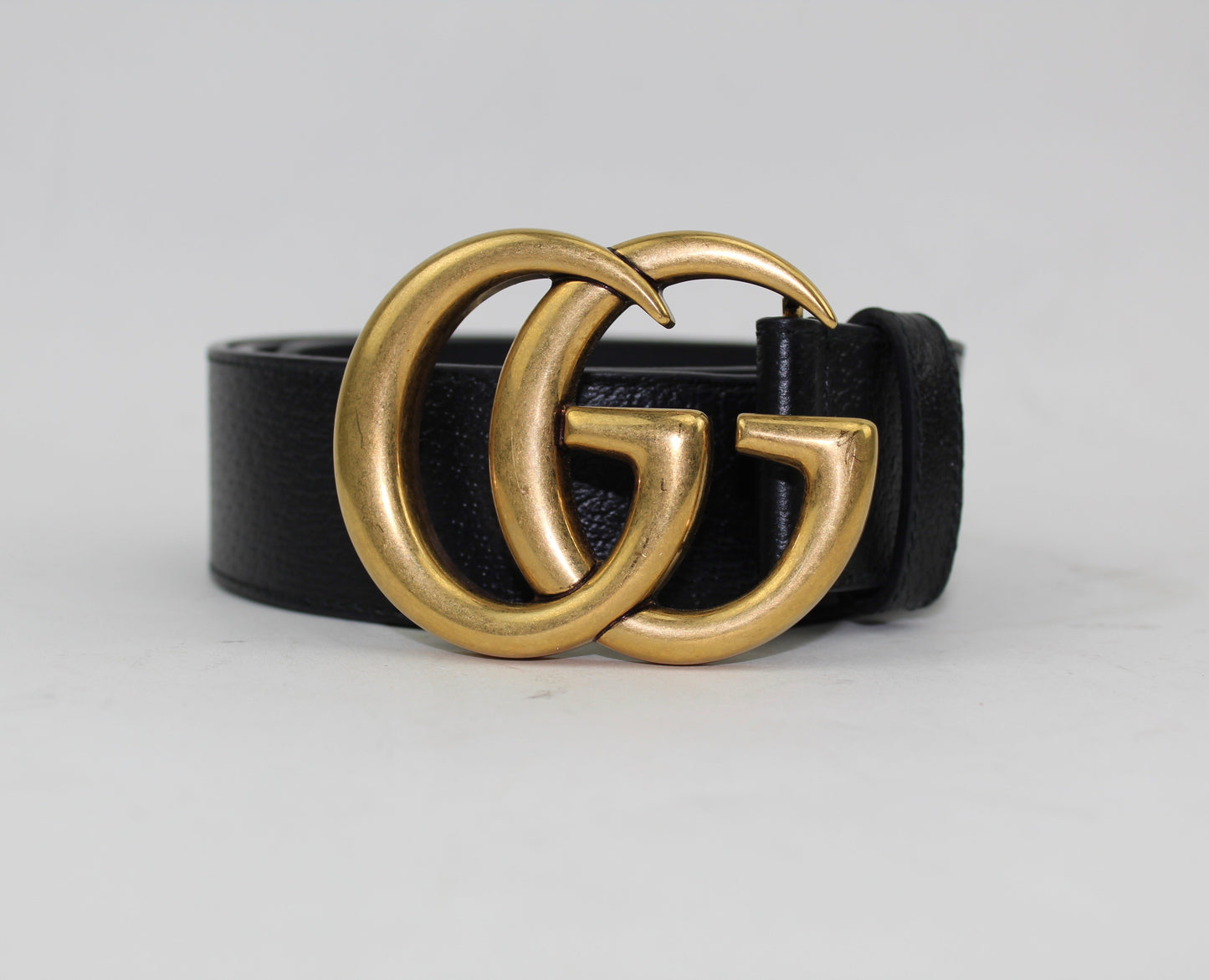 GUCCI LEATHER BELT WITH DOUBLE G BUCKLE SIZE 85/34