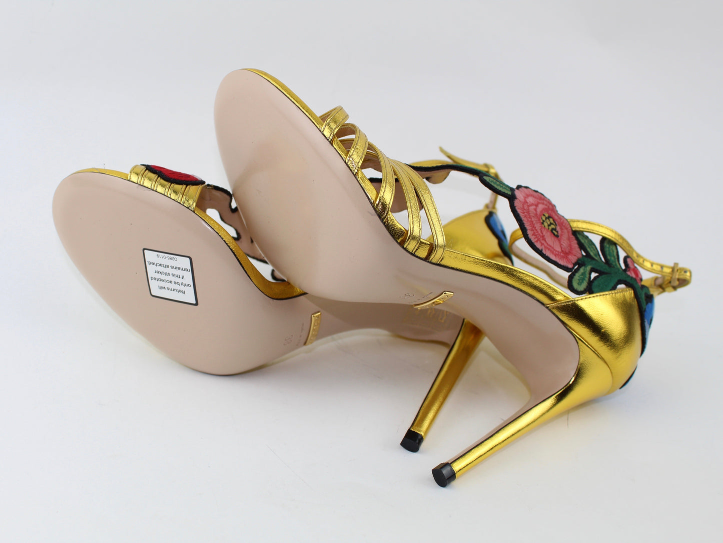 GUCCI OPHELIA GOLD SANDALS SIZE 38