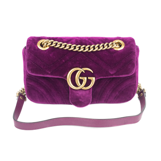 Gucci Velvet Matelasse Mini GG Marmont Shoulder Bag
