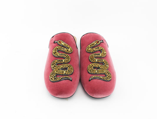 Gucci Lawrence Velvet Snake Mules
