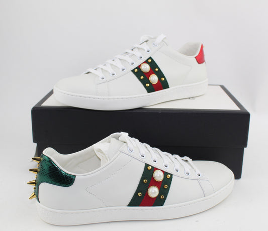 GUCCI ACE STUDDED LEATHER SNEAKERS SIZE 37.5