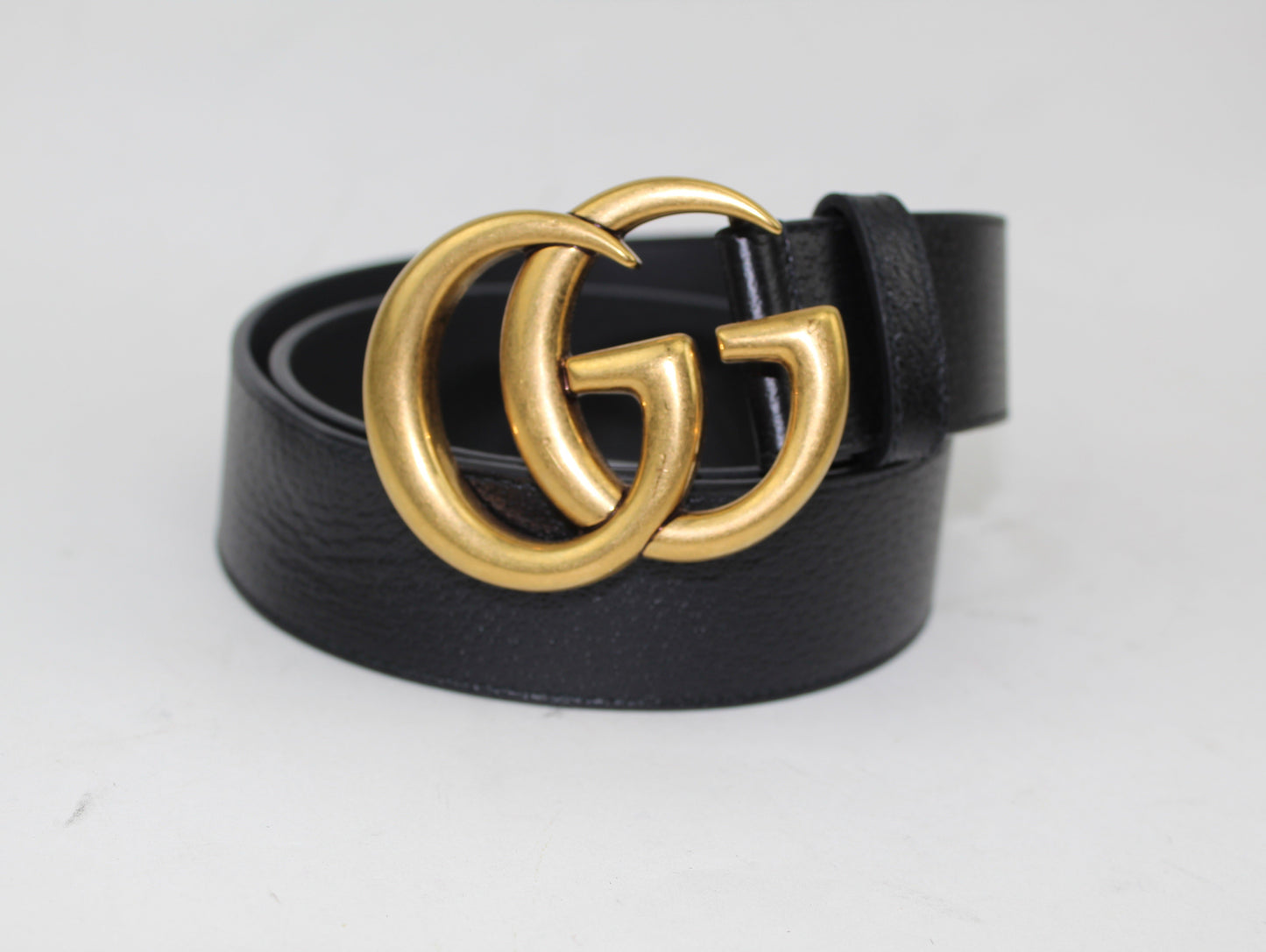 GUCCI LEATHER BELT WITH DOUBLE G BUCKLE SIZE 85/34