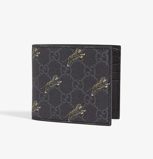GUCCI GG SUPREME TIGERS CANVAS BIFOLD WALLET