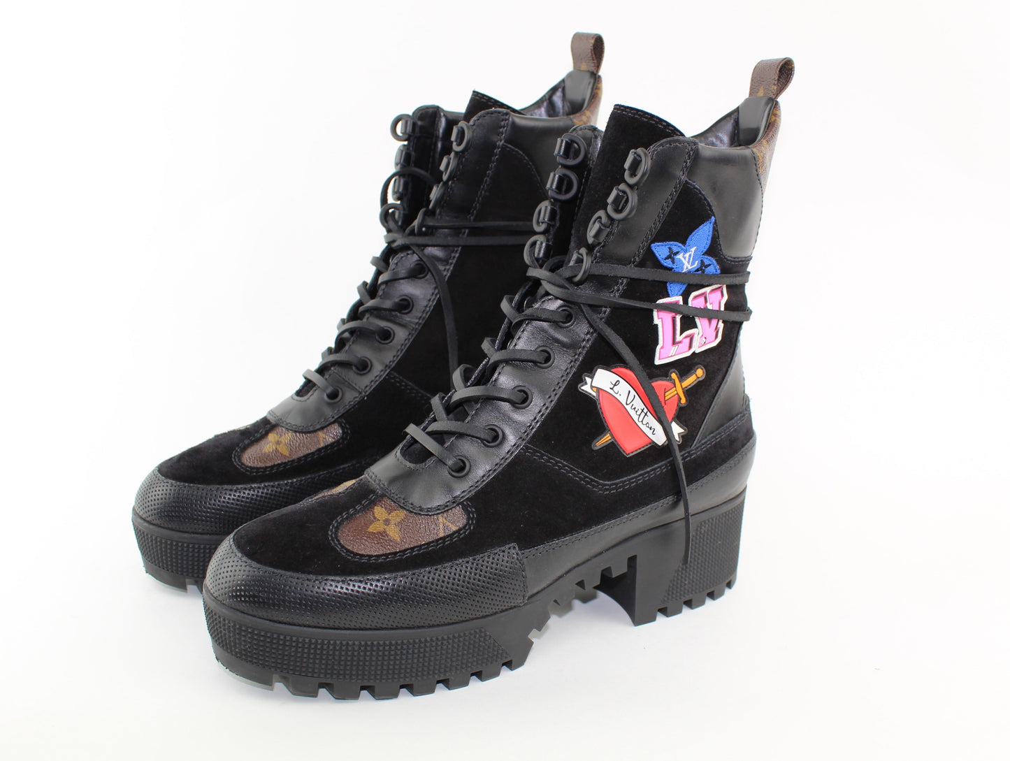 LOUIS VUITTON BLACK HEART PLATFORM DESERT BOOT