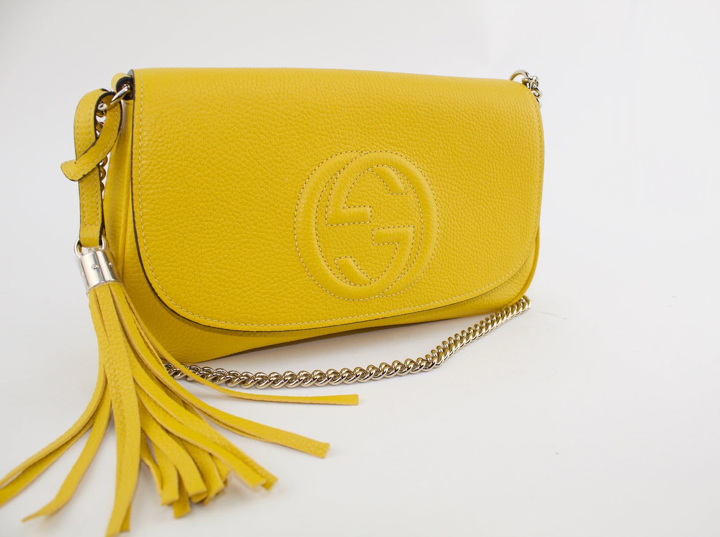 GUCCI SOHO CHAIN MEDIUM YELLOW CROSSBODY