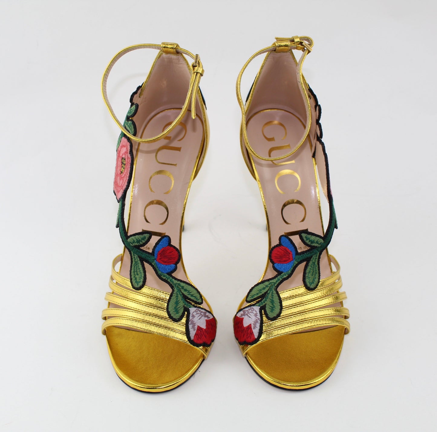 GUCCI OPHELIA GOLD SANDALS SIZE 38