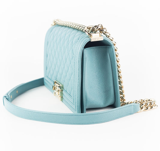 Chanel Medium Caviar Boy Bag blue
