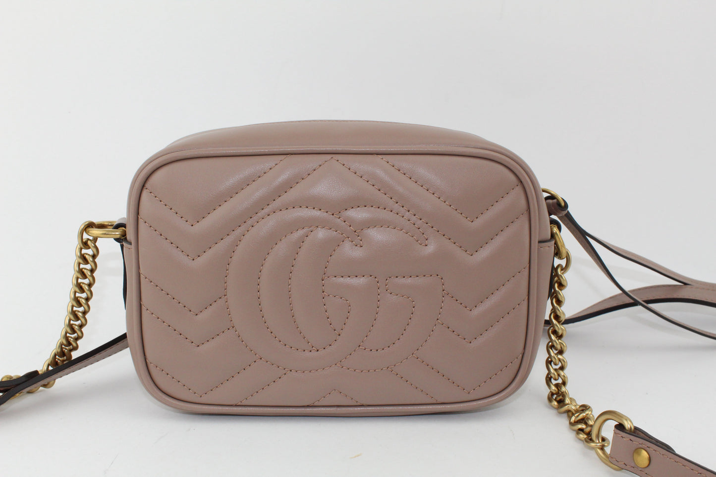 GUCCI MATELASSE MINI CROSSBODY BAG NUDE