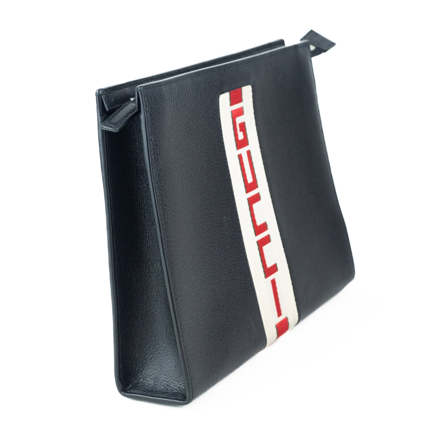 Gucci Logo Stripe Leather Pouch