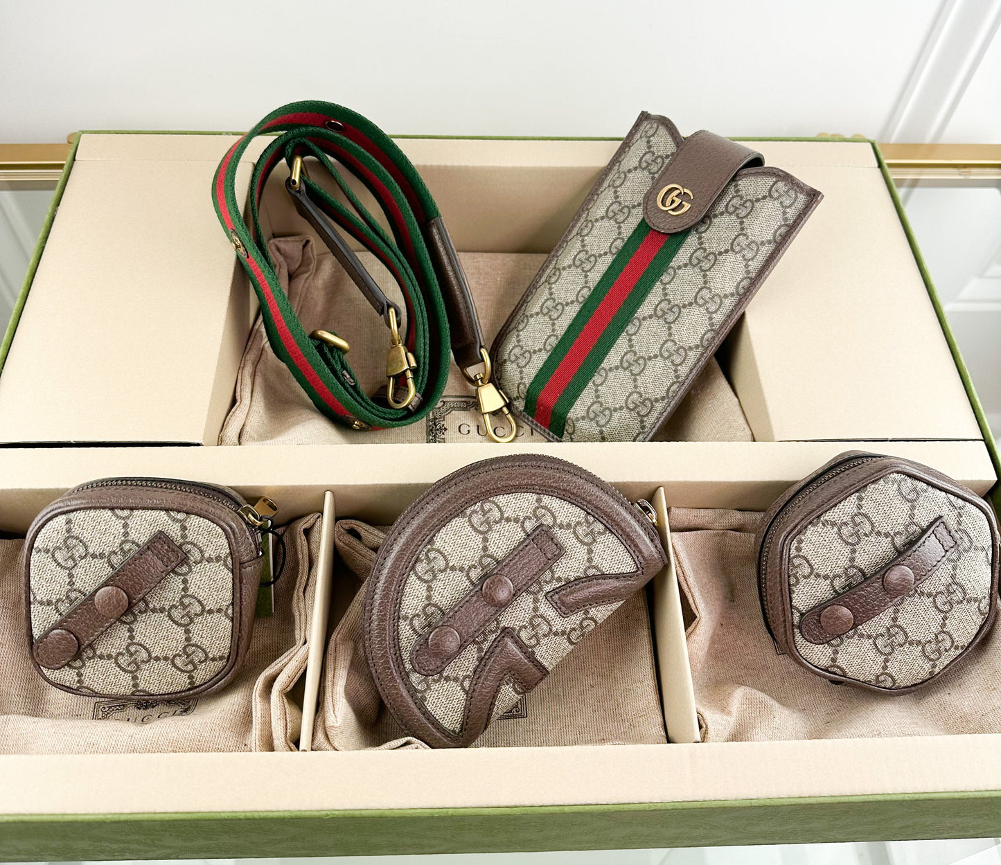 Gucci Ophidia Multiway Mini Bags In Beige