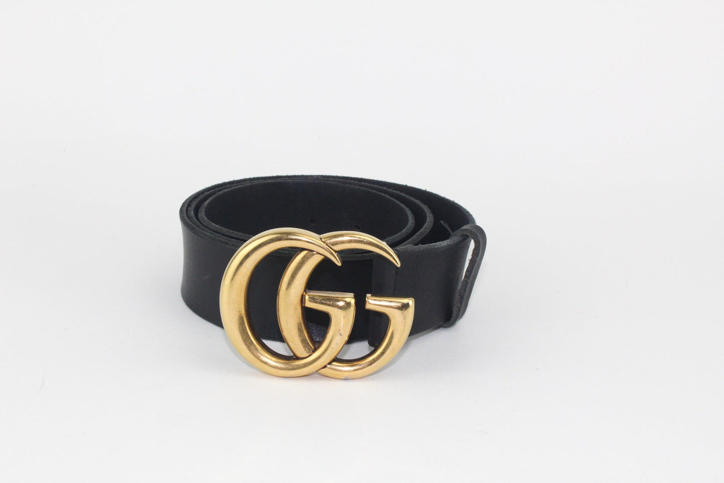 GUCCI LEATHER BELT WITH DOUBLE G BUCKLE