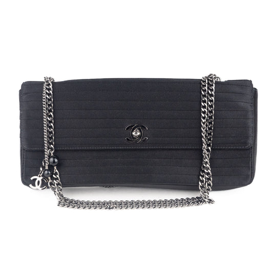 Chanel Black Satin East West Bag