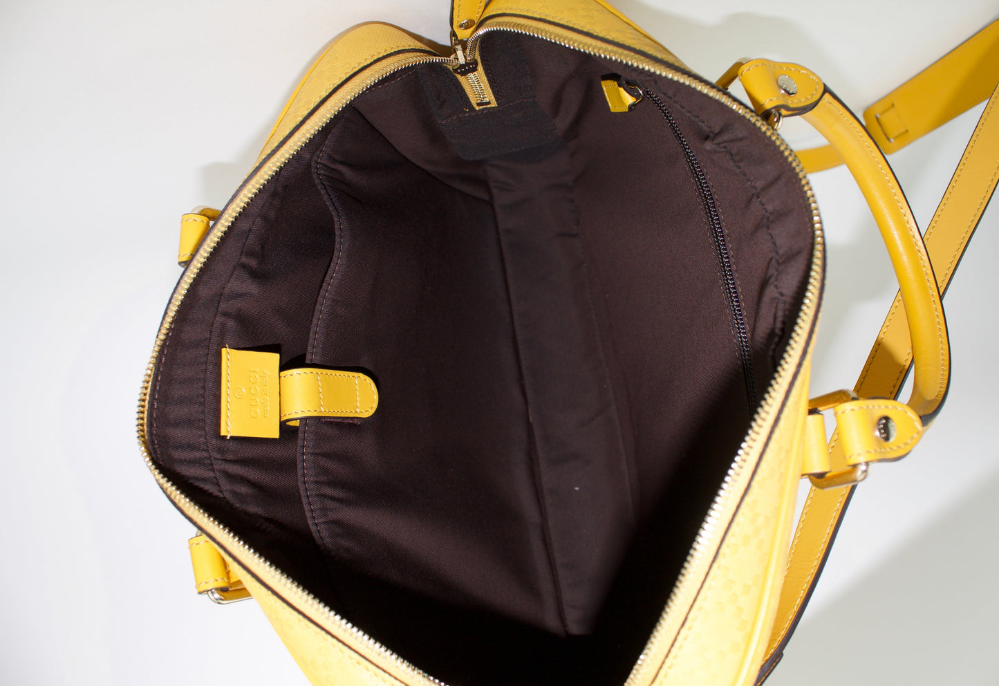 GUCCI YELLOW DIAMANTE TEXTURED LEATHER BRIEFCASE BAG
