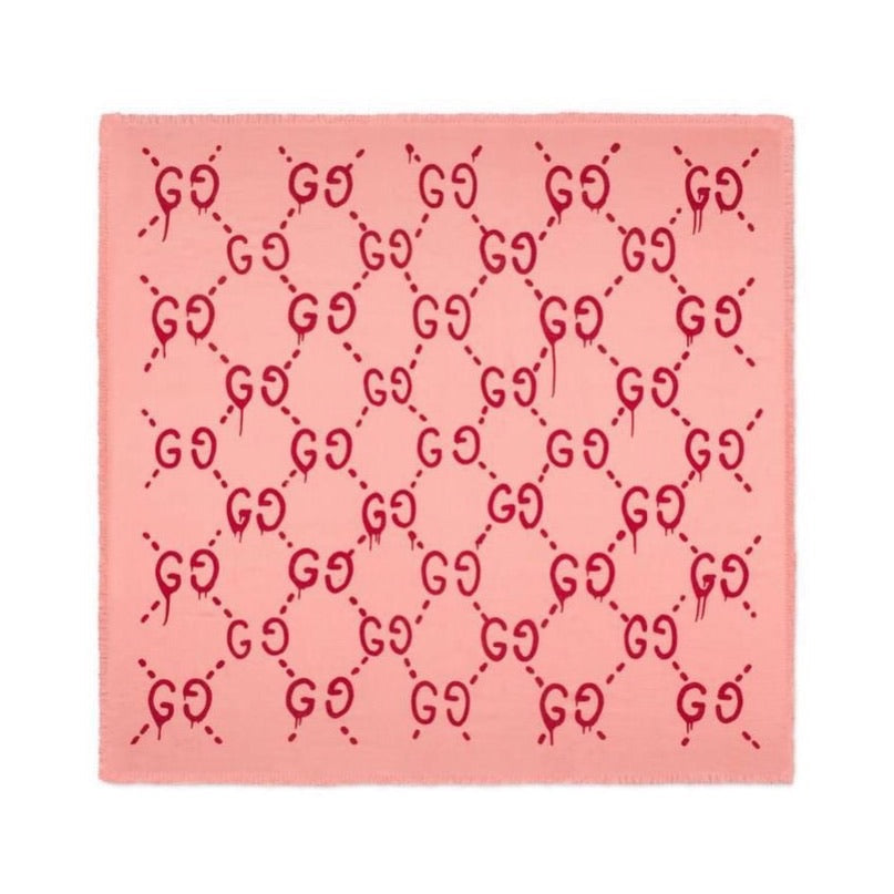 GUCCI GHOST SCARF PEACH & RED