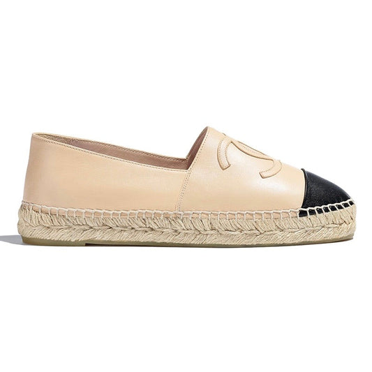 Chanel Lambskin CC Espadrilles nude