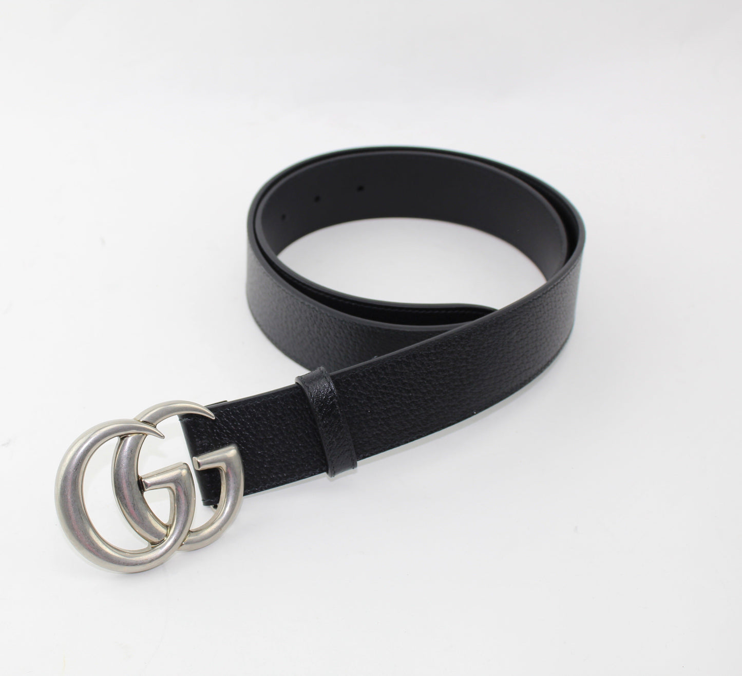 GUCCI LEATHER BELT WITH DOUBLE G BUCKLE SIZE 95/38