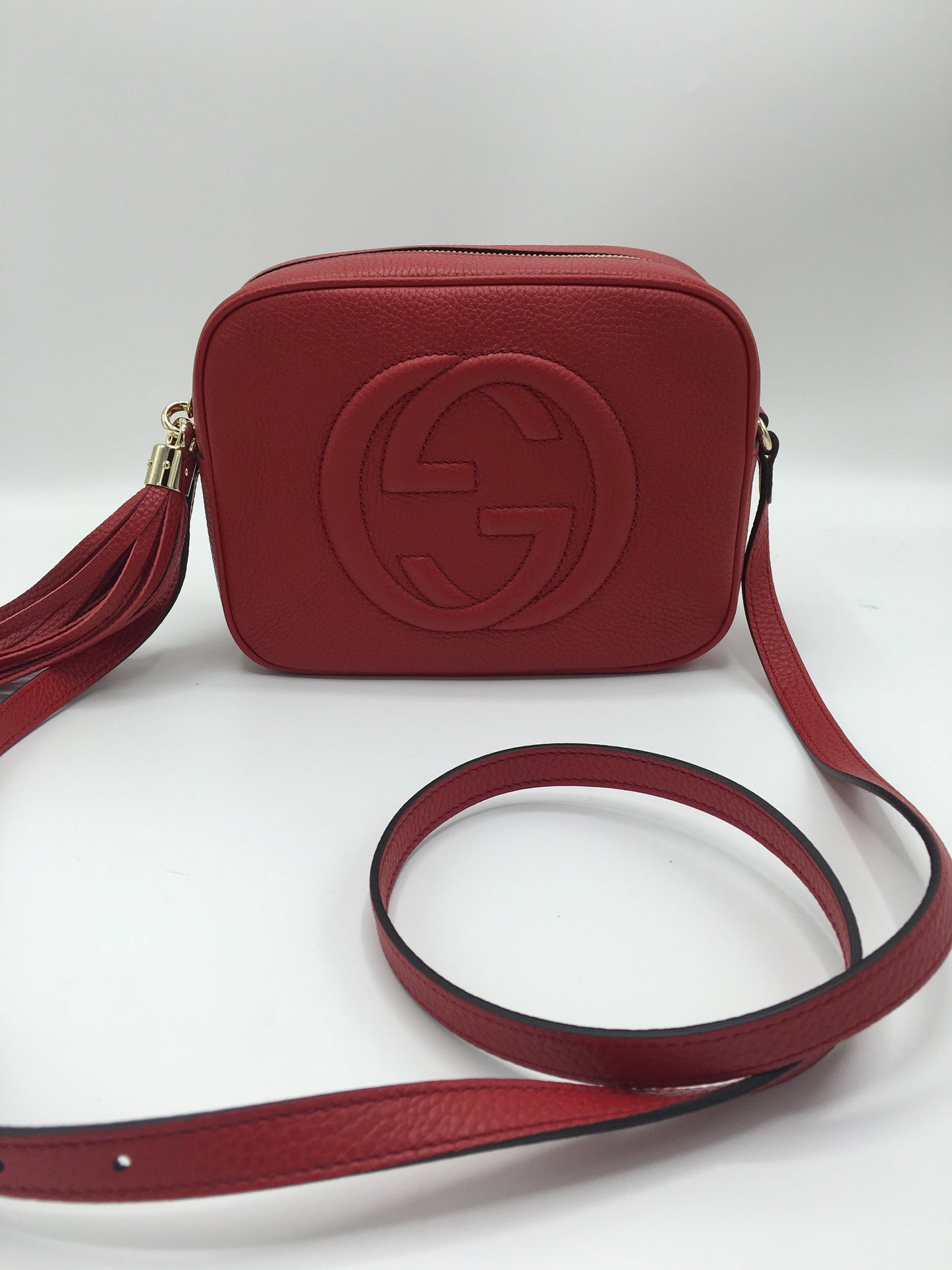 GUCCI SOHO LEATHER DISCO BAG RED