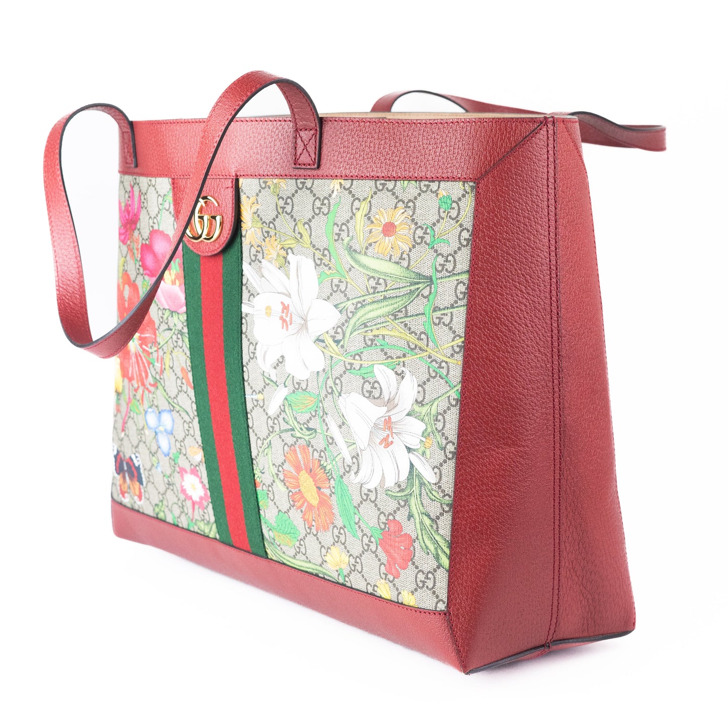Gucci GG Supreme Large Flora Canvas Web Ophidia Tote