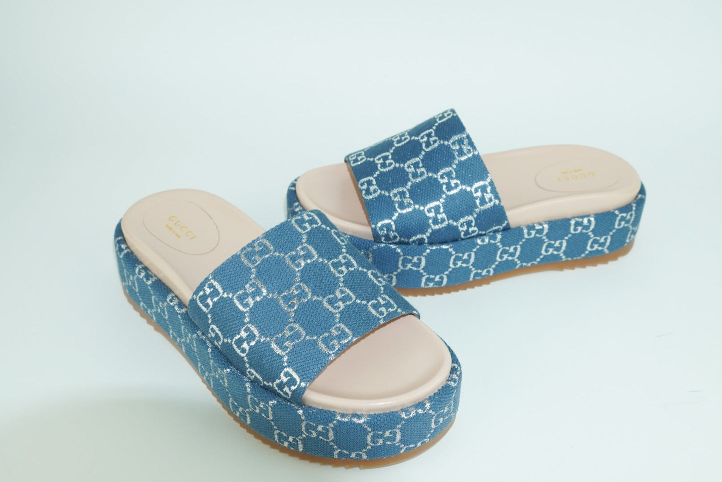 Gucci Platform Slide Sandals in Canvas