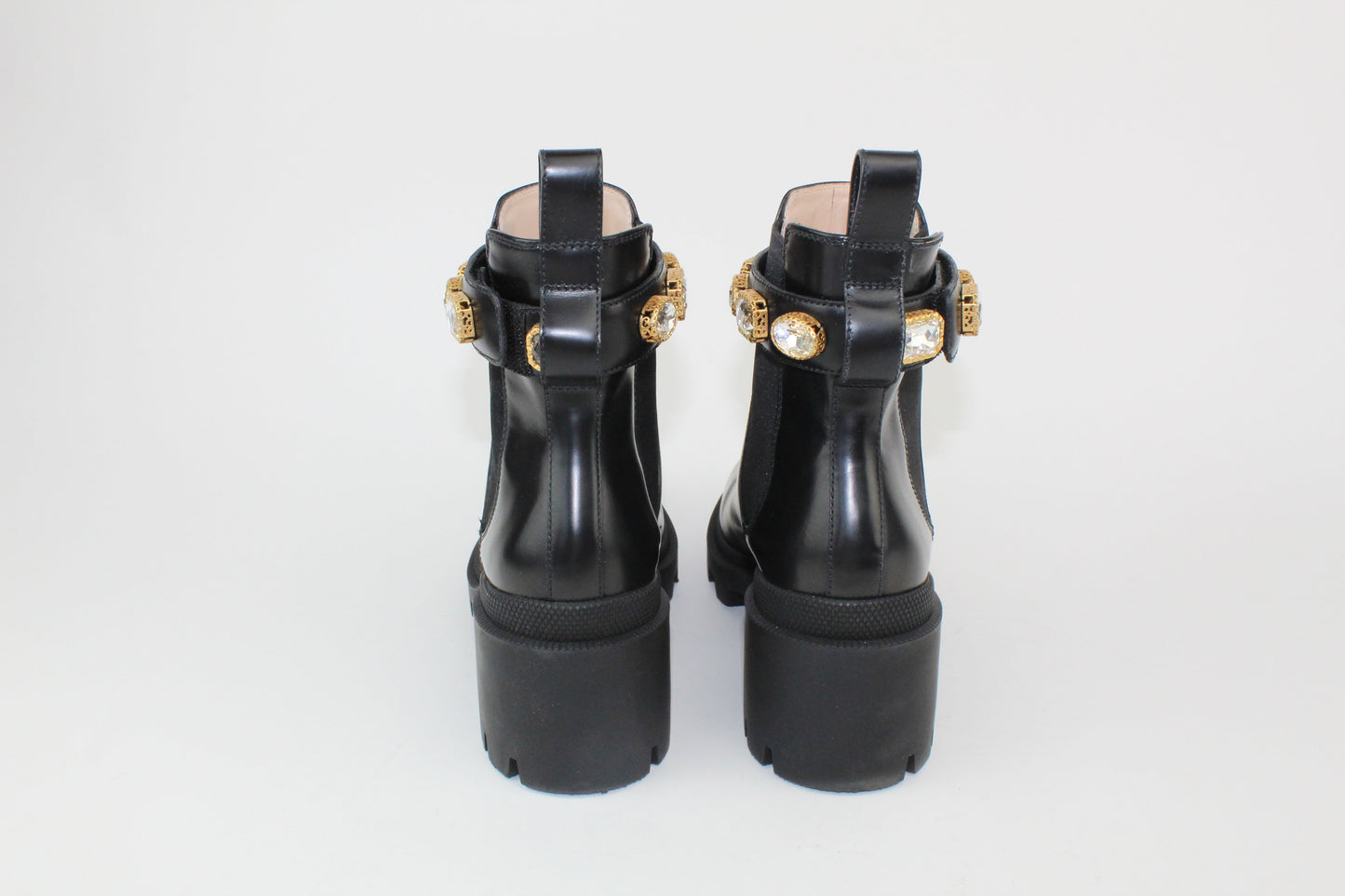 Gucci Trip Embellished Leather Ankle Boots
