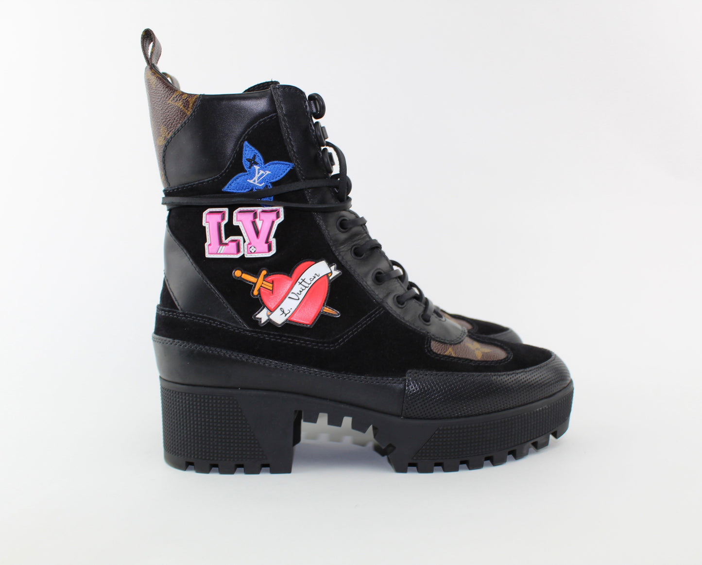 LOUIS VUITTON BLACK HEART PLATFORM DESERT BOOT