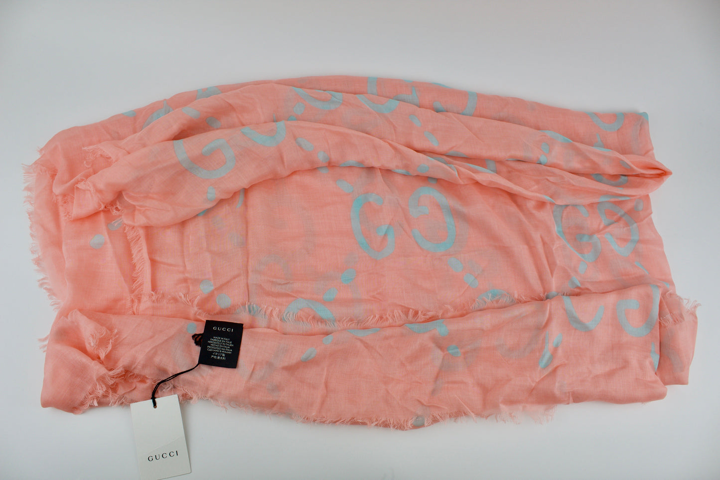 GUCCI GHOST SCARF PEACH & BLUE