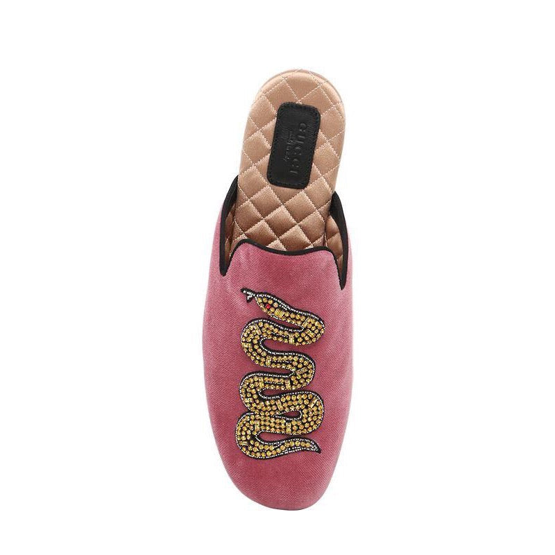 Gucci Lawrence Velvet Snake Mules