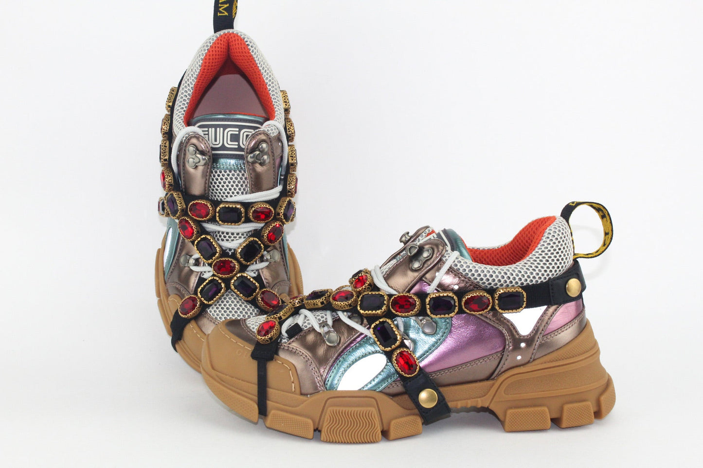GUCCI WOMEN FLASHTREK JEWELL EMBELISHED SNEAKERS