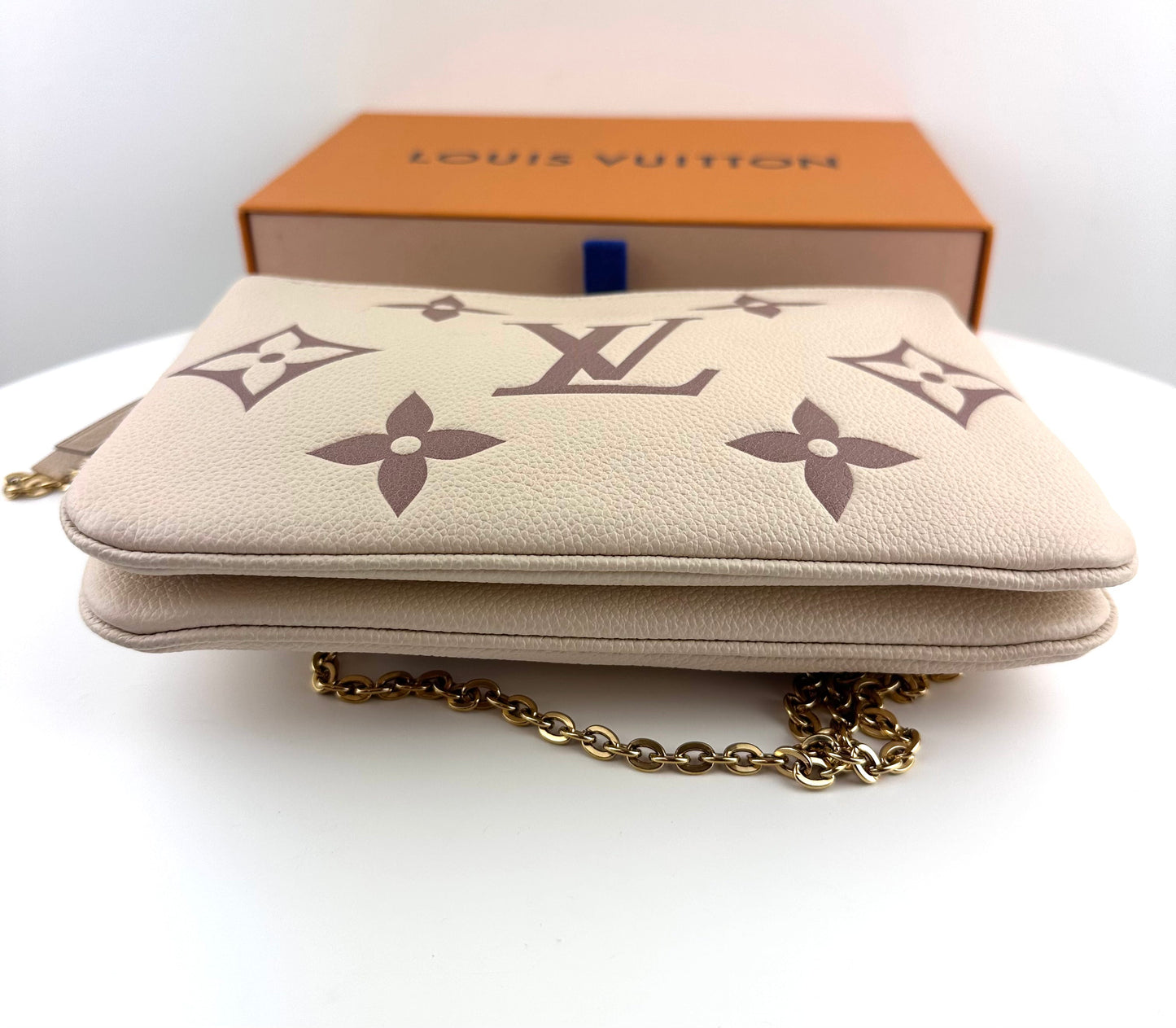 Louis Vuitton  Monogram Pochette Double Zip Chain Clutch