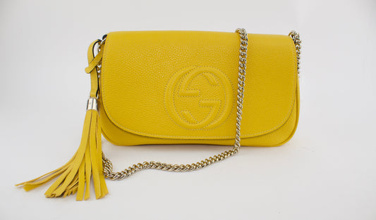GUCCI SOHO CHAIN MEDIUM YELLOW CROSSBODY